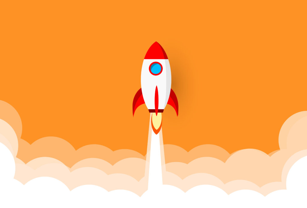 Startende Rakete im Comic-Style